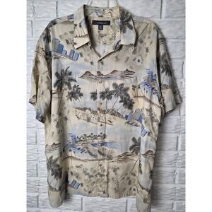 Men's size XL Vacation button up shirt Palm trees Hotels Cards Croft & Barrow